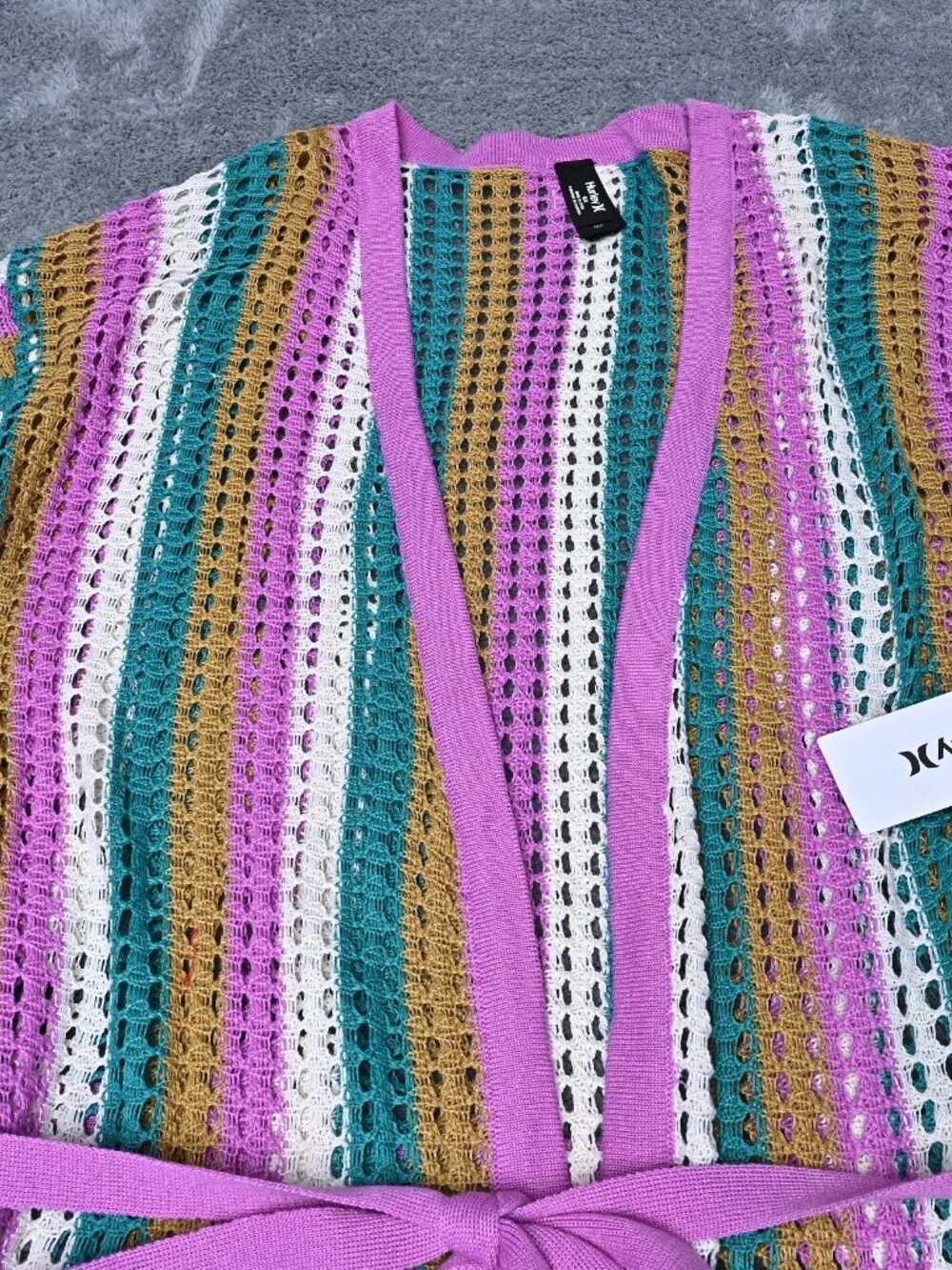 Hurley Crochet Multicolor Beach Swim Kimono Cover-Up Size M/L NWTS - Picture 3 of 16